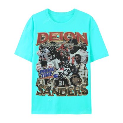 Deion Sanders Falcons Tee Casual Short Sleeve T-Shirt 