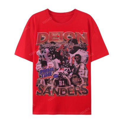 Deion Sanders Falcons Tee Casual Short Sleeve T-Shirt 