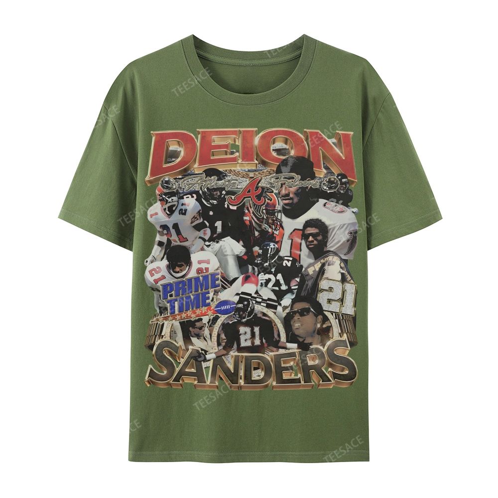 Deion Sanders Falcons Tee Casual Short Sleeve T-Shirt 