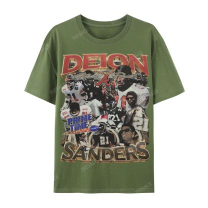 Deion Sanders Falcons Tee Casual Short Sleeve T-Shirt 