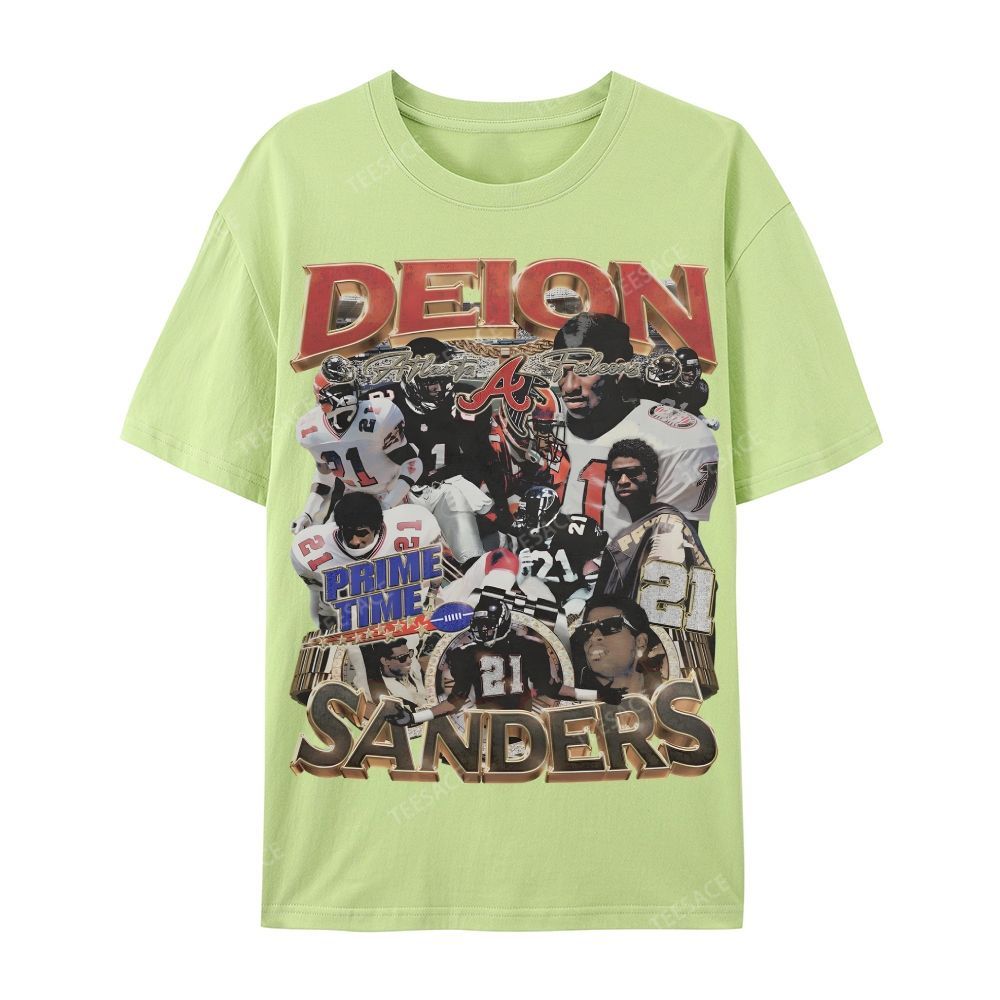 Deion Sanders Falcons Tee Casual Short Sleeve T-Shirt 