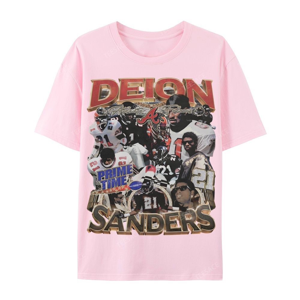 Deion Sanders Falcons Tee Casual Short Sleeve T-Shirt 