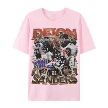 Deion Sanders Falcons Tee Casual Short Sleeve T-Shirt 