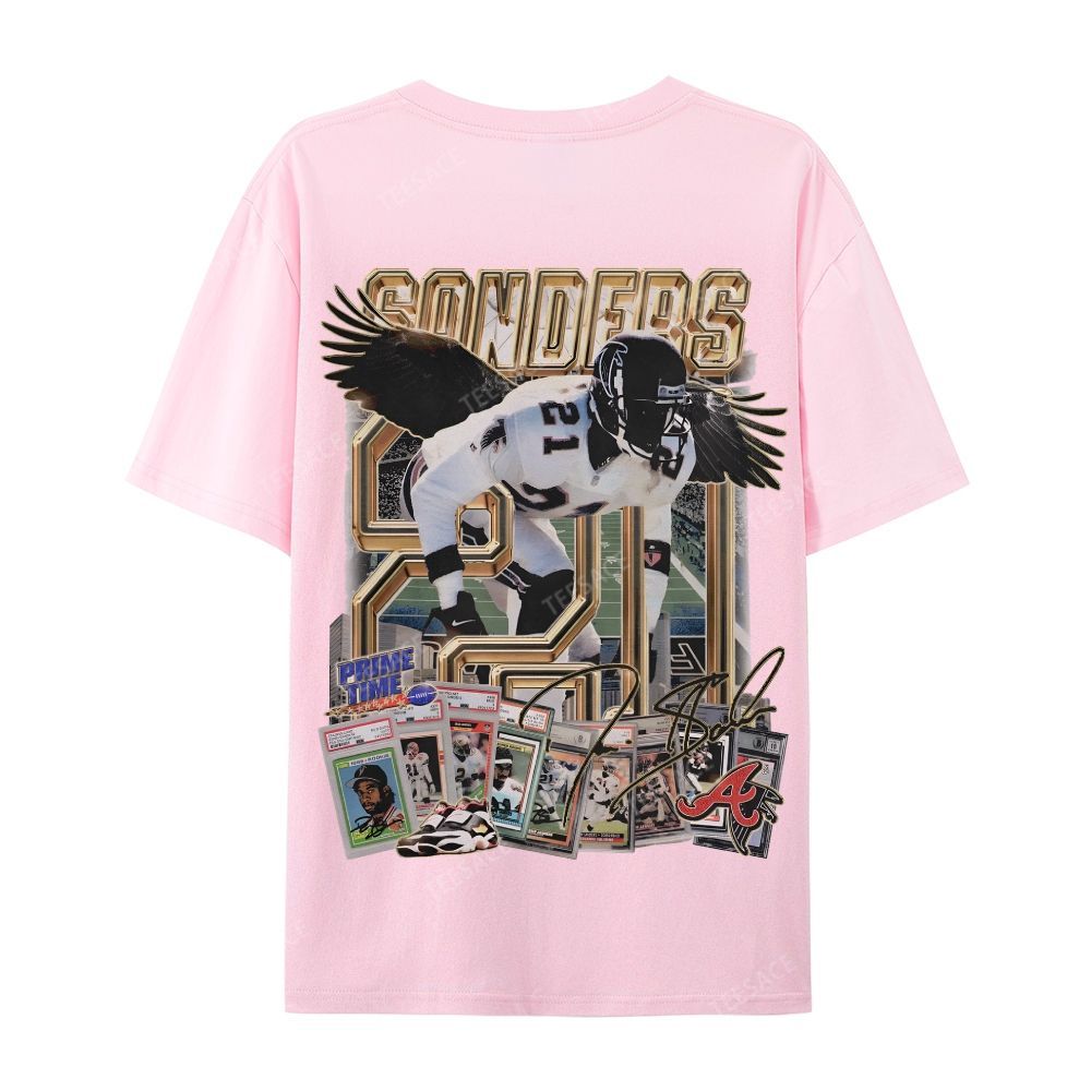 Deion Sanders Falcons Tee Casual Short Sleeve T-Shirt 