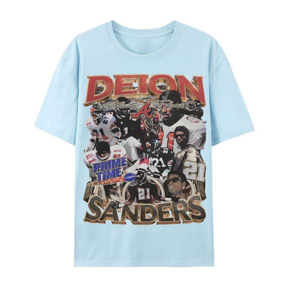 Deion Sanders Falcons Tee Casual Short Sleeve T-Shirt 