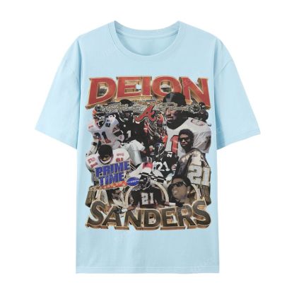 Deion Sanders Falcons Tee Casual Short Sleeve T-Shirt 