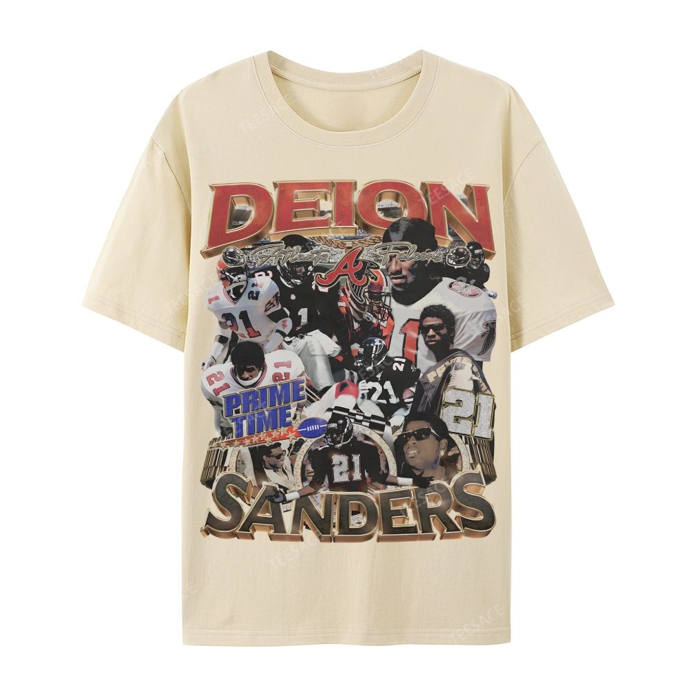 Deion Sanders Falcons Tee Casual Short Sleeve T-Shirt 