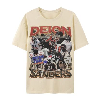 Deion Sanders Falcons Tee Casual Short Sleeve T-Shirt 