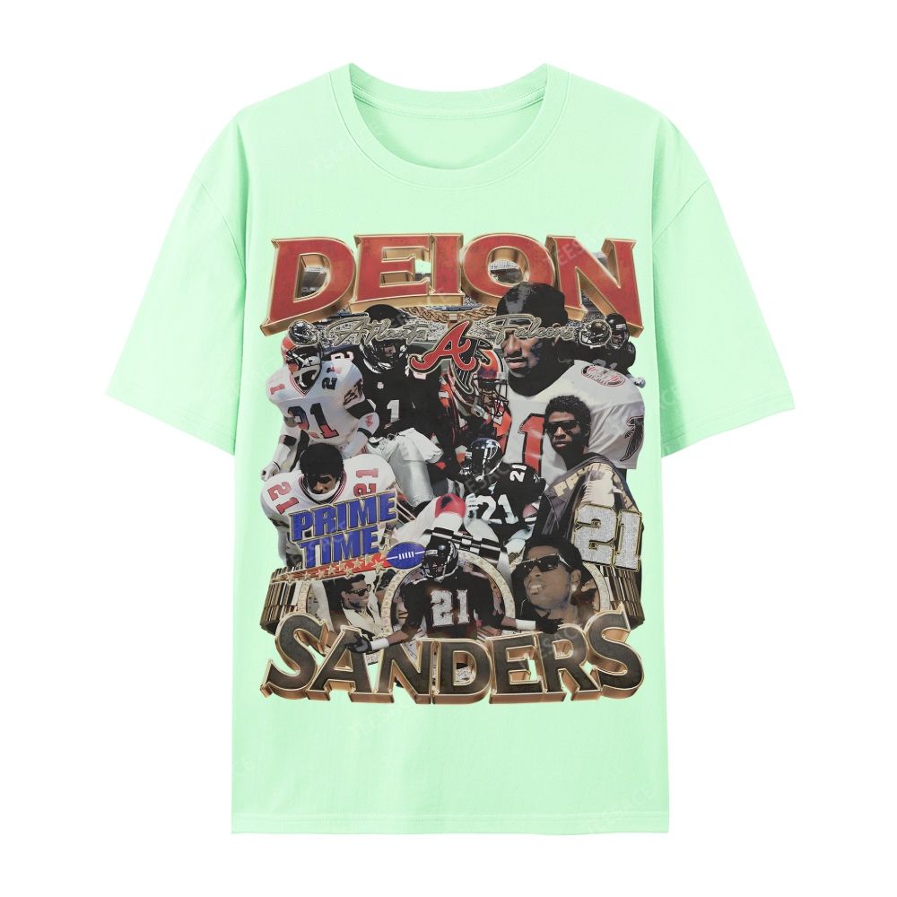 Deion Sanders Falcons Tee Casual Short Sleeve T-Shirt 