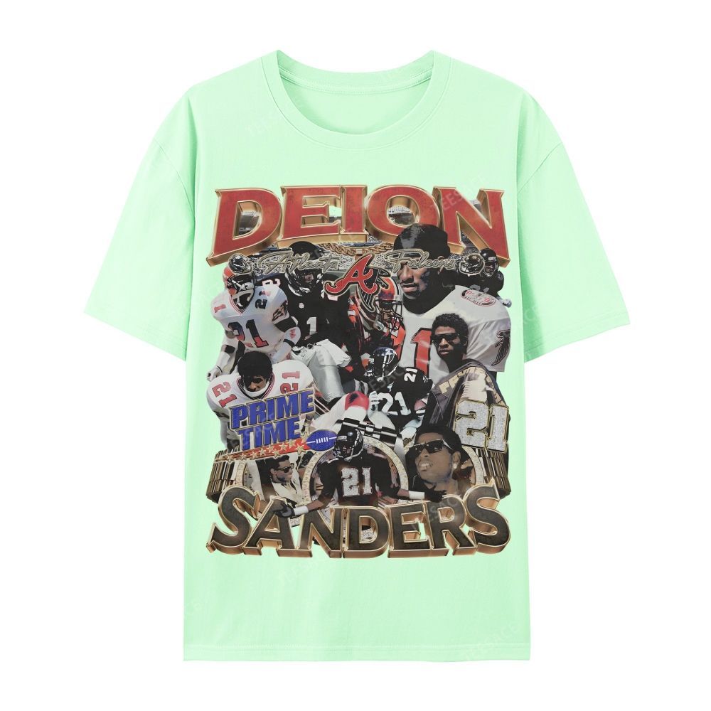 Deion Sanders Falcons Tee Casual Short Sleeve T-Shirt 