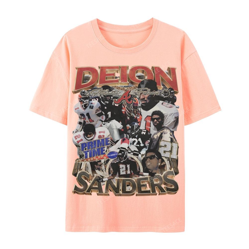 Deion Sanders Falcons Tee Casual Short Sleeve T-Shirt 