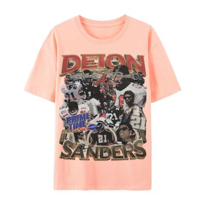 Deion Sanders Falcons Tee Casual Short Sleeve T-Shirt 
