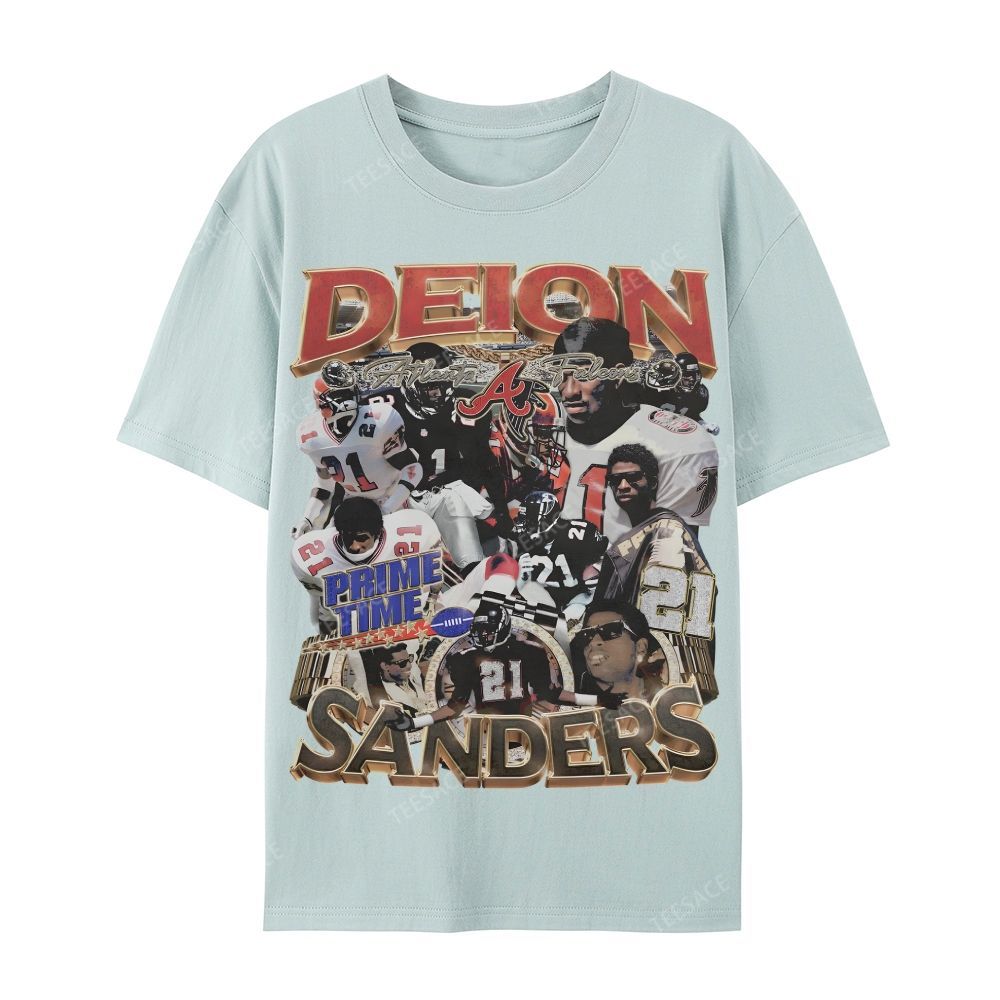 Deion Sanders Falcons Tee Casual Short Sleeve T-Shirt 
