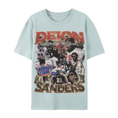 Deion Sanders Falcons Tee Casual Short Sleeve T-Shirt 