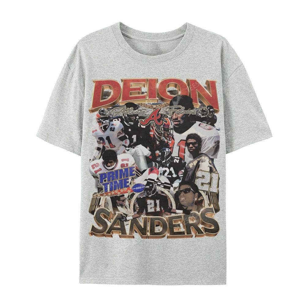 Deion Sanders Falcons Tee Casual Short Sleeve T-Shirt 