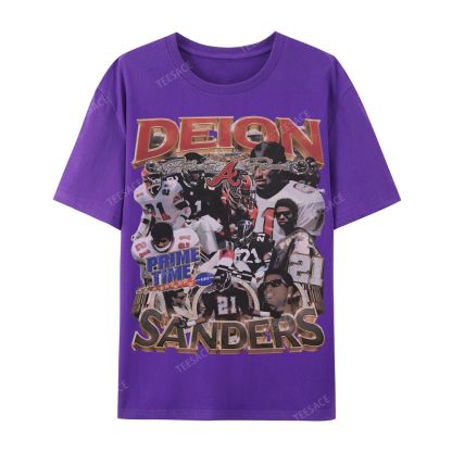 Deion Sanders Falcons Tee Casual Short Sleeve T-Shirt 