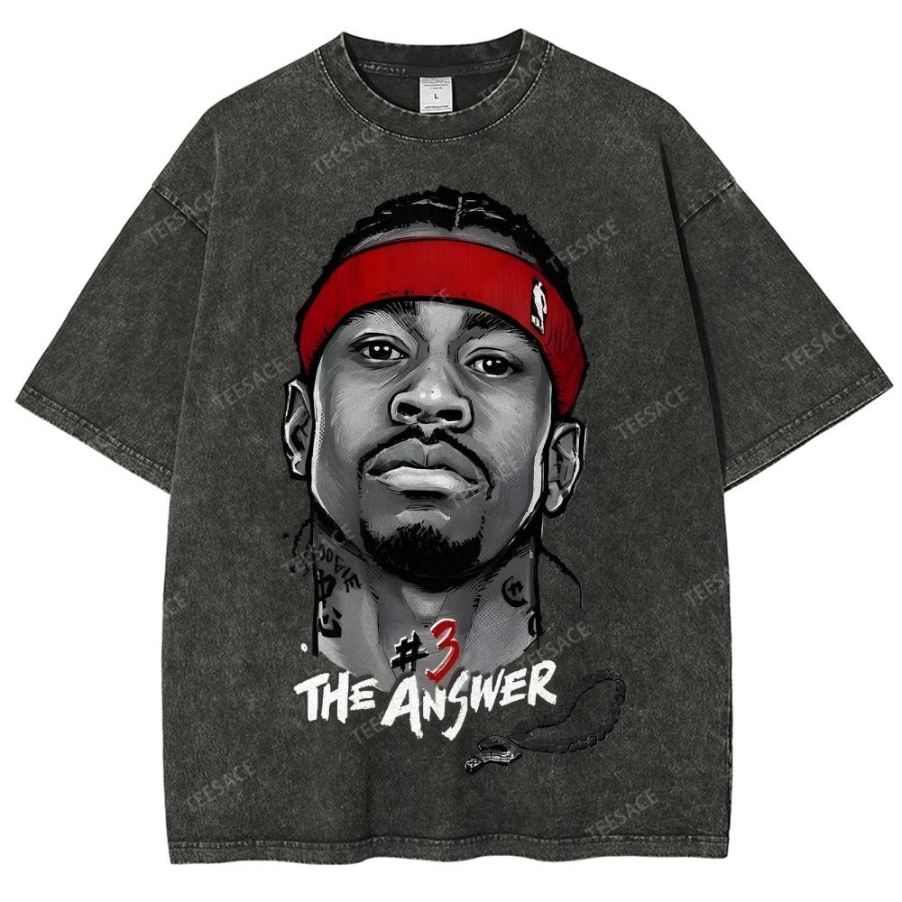 Unisex Fit Washed T-Shirt THE ANSWER& ALLEN IVERSON& AI