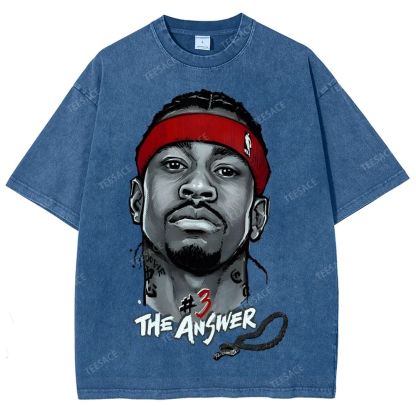 Unisex Fit Washed T-Shirt   THE ANSWER& ALLEN IVERSON& AI