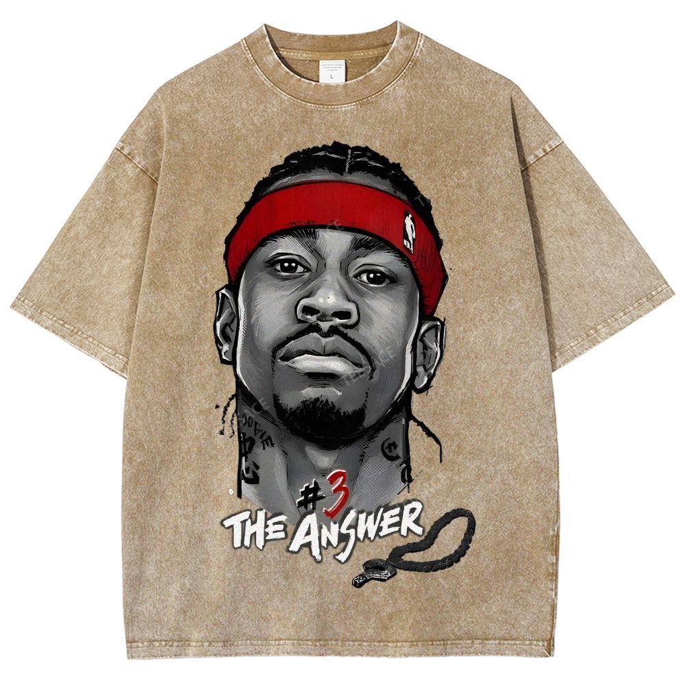 Unisex Fit Washed T-Shirt   THE ANSWER& ALLEN IVERSON& AI
