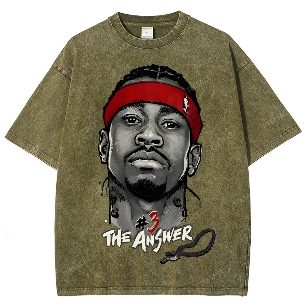 Unisex Fit Washed T-Shirt   THE ANSWER& ALLEN IVERSON& AI