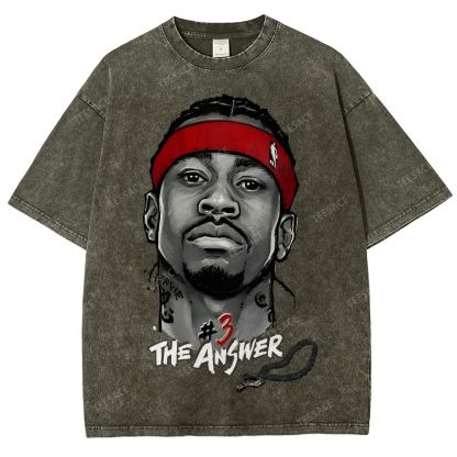Unisex Fit Washed T-Shirt   THE ANSWER& ALLEN IVERSON& AI