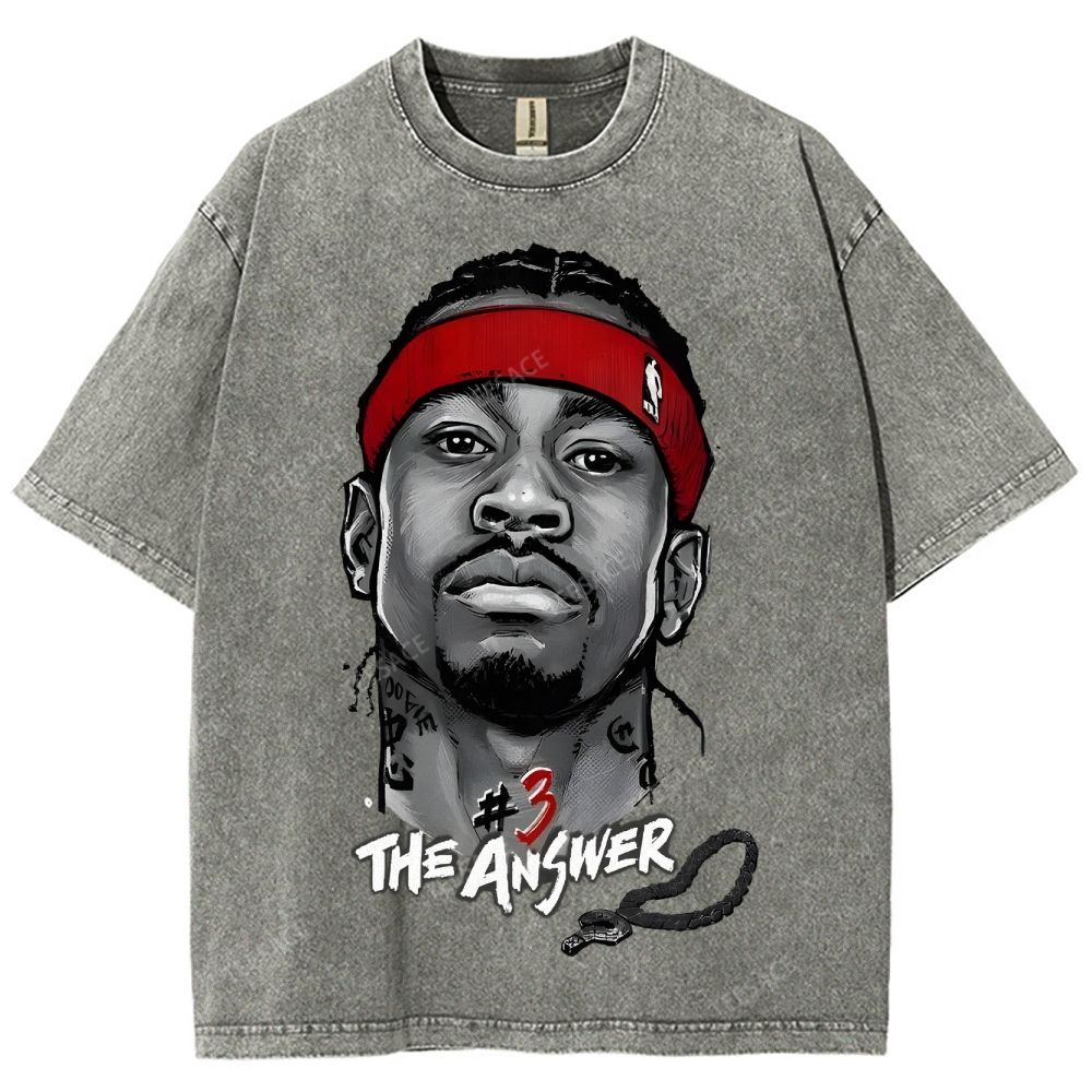 Unisex Fit Washed T-Shirt   THE ANSWER& ALLEN IVERSON& AI