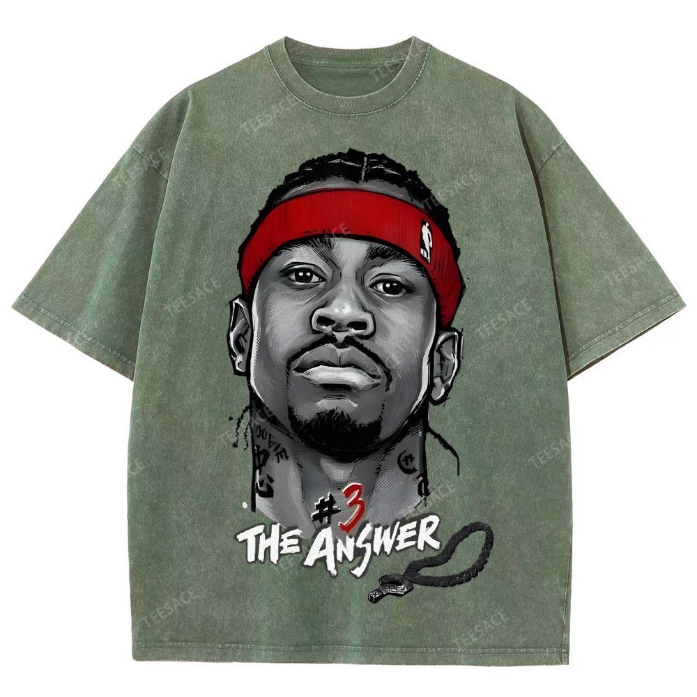 Unisex Fit Washed T-Shirt   THE ANSWER& ALLEN IVERSON& AI