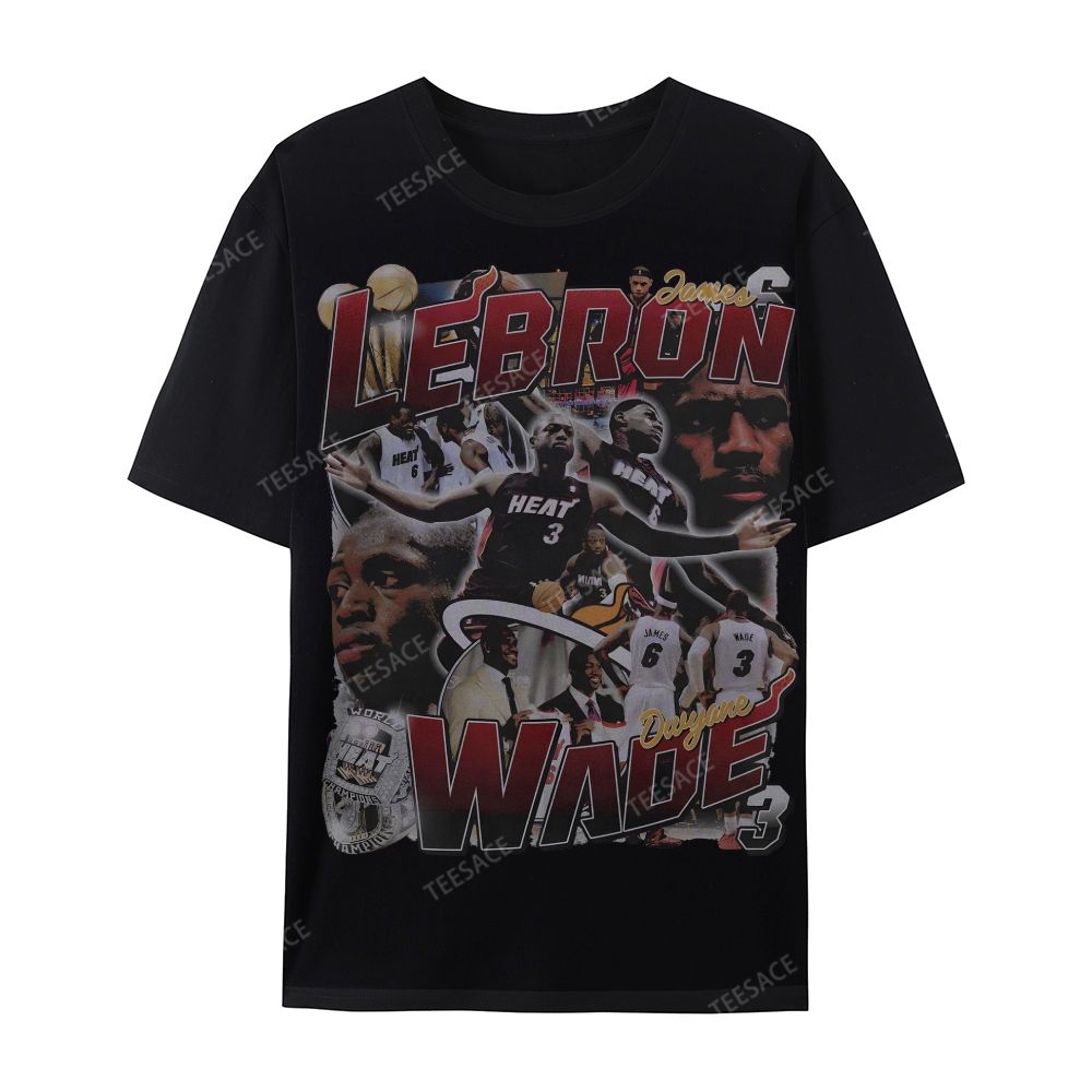 LeBron & Wade '12-13 Heat Classic Tee Casual Short Sleeve T-Shirt  