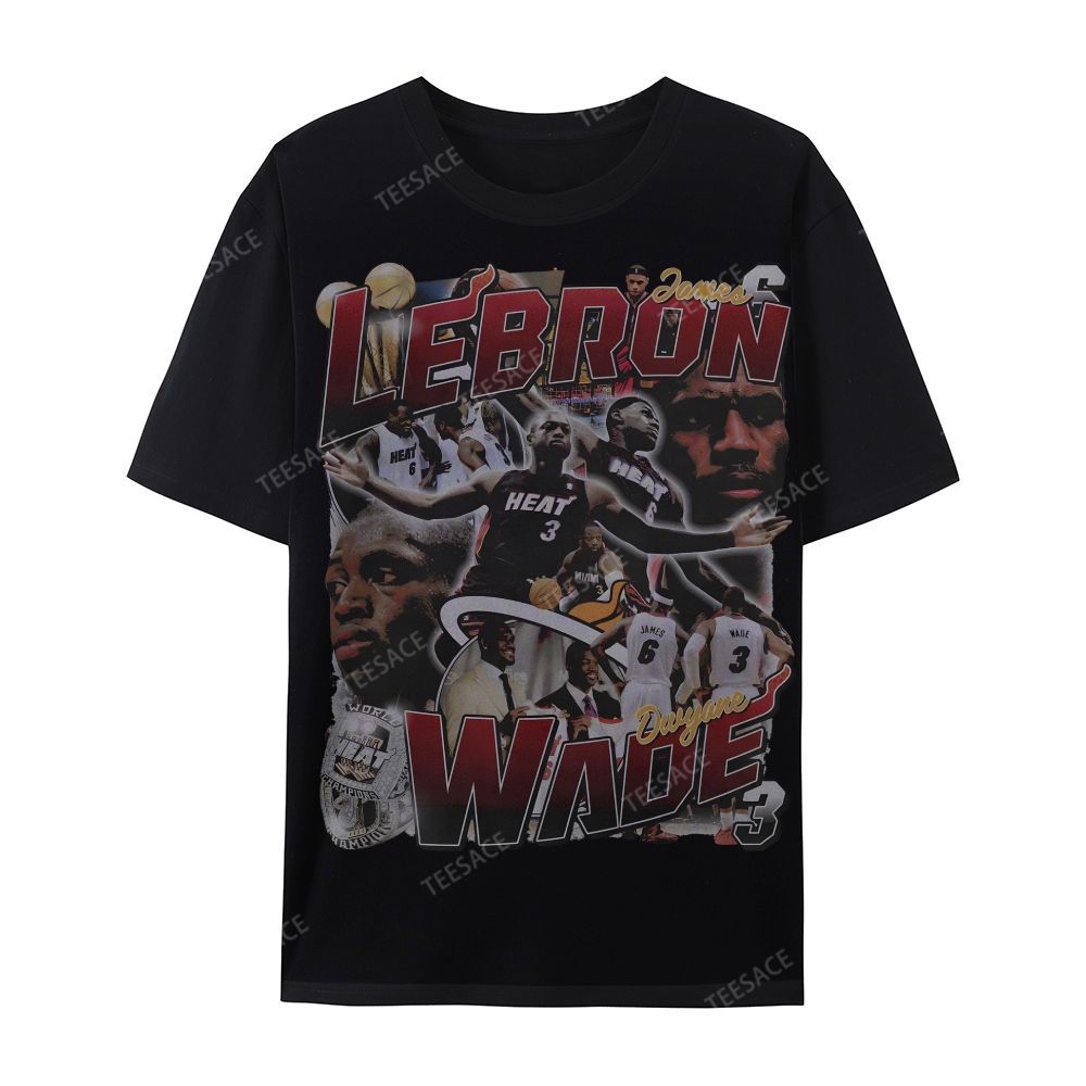 LeBron & Wade '12-13 Heat Classic Tee Casual Short Sleeve T-Shirt