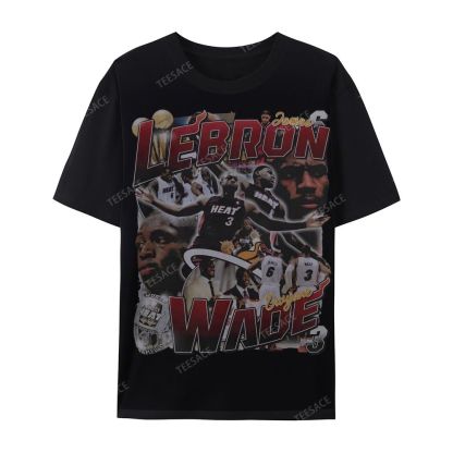 LeBron & Wade '12-13 Heat Classic Tee Casual Short Sleeve T-Shirt  