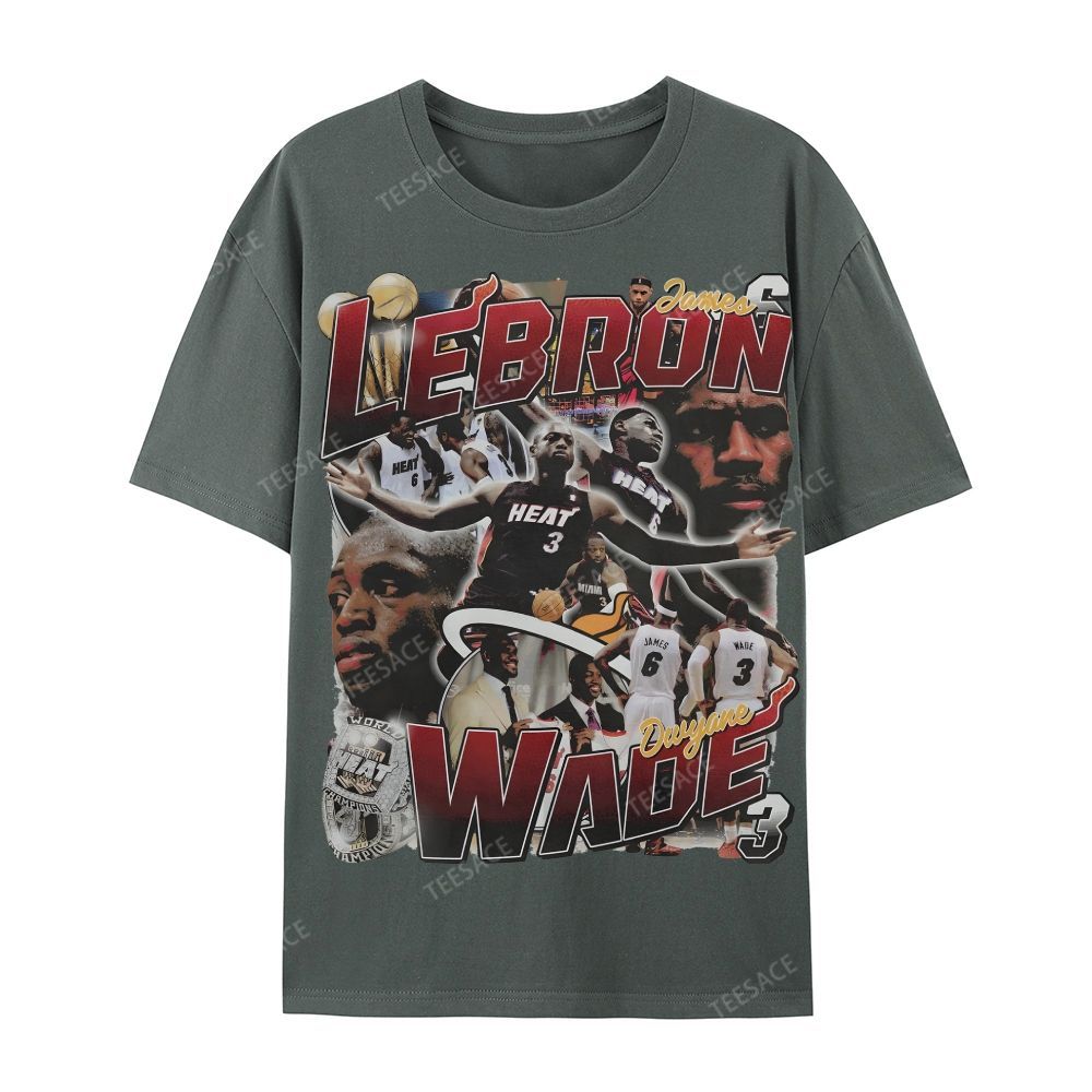 LeBron & Wade '12-13 Heat Classic Tee Casual Short Sleeve T-Shirt  