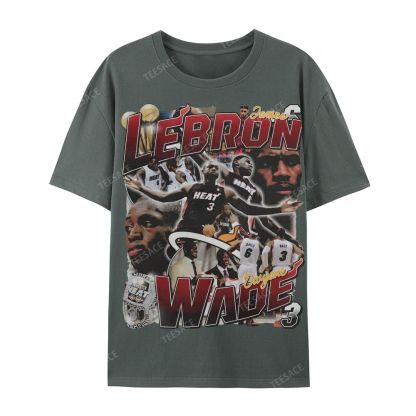 LeBron & Wade '12-13 Heat Classic Tee Casual Short Sleeve T-Shirt  