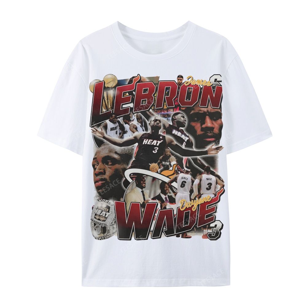 LeBron & Wade '12-13 Heat Classic Tee Casual Short Sleeve T-Shirt  