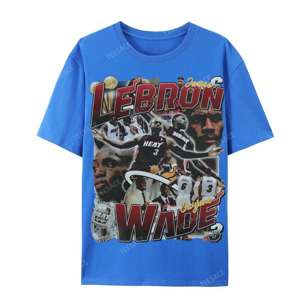 LeBron & Wade '12-13 Heat Classic Tee Casual Short Sleeve T-Shirt  