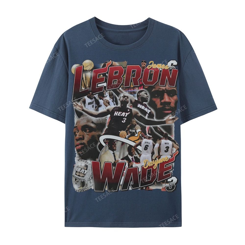 LeBron & Wade '12-13 Heat Classic Tee Casual Short Sleeve T-Shirt  