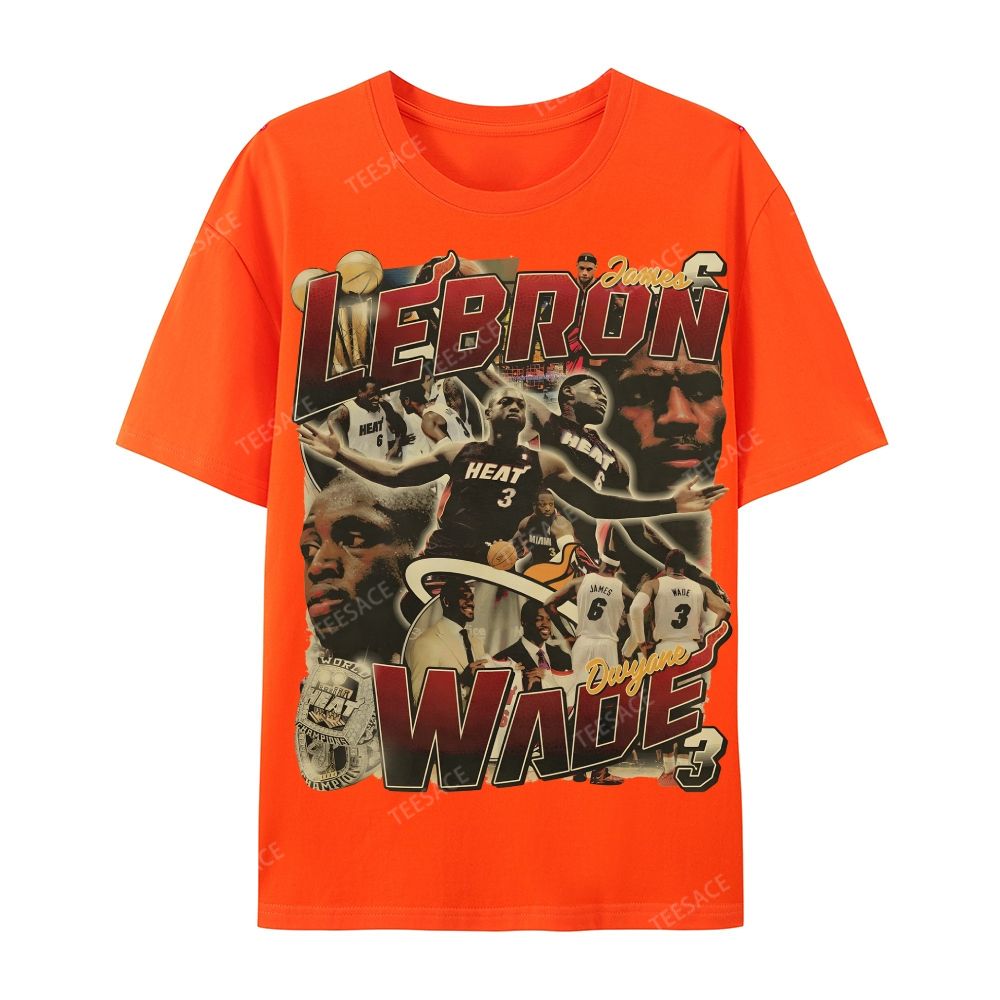 LeBron & Wade '12-13 Heat Classic Tee Casual Short Sleeve T-Shirt  