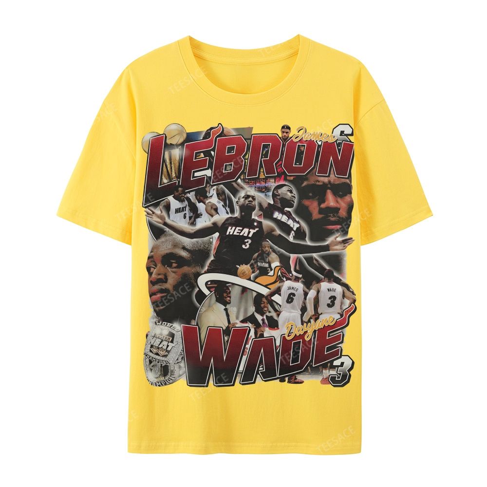 LeBron & Wade '12-13 Heat Classic Tee Casual Short Sleeve T-Shirt  