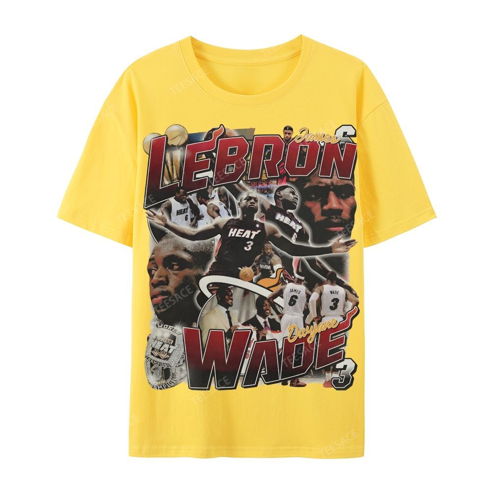 LeBron & Wade '12-13 Heat Classic Tee Casual Short Sleeve T-Shirt  