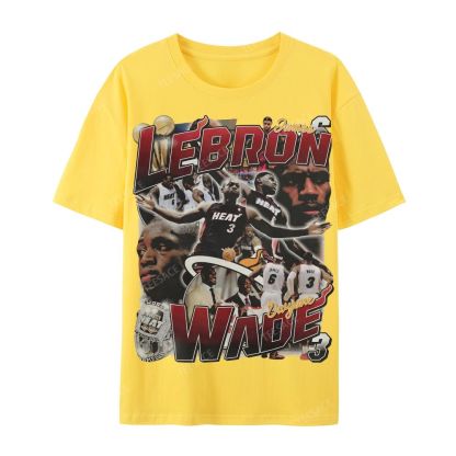 LeBron & Wade '12-13 Heat Classic Tee Casual Short Sleeve T-Shirt  