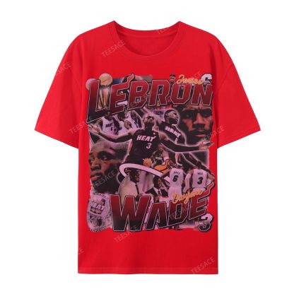 LeBron & Wade '12-13 Heat Classic Tee Casual Short Sleeve T-Shirt  