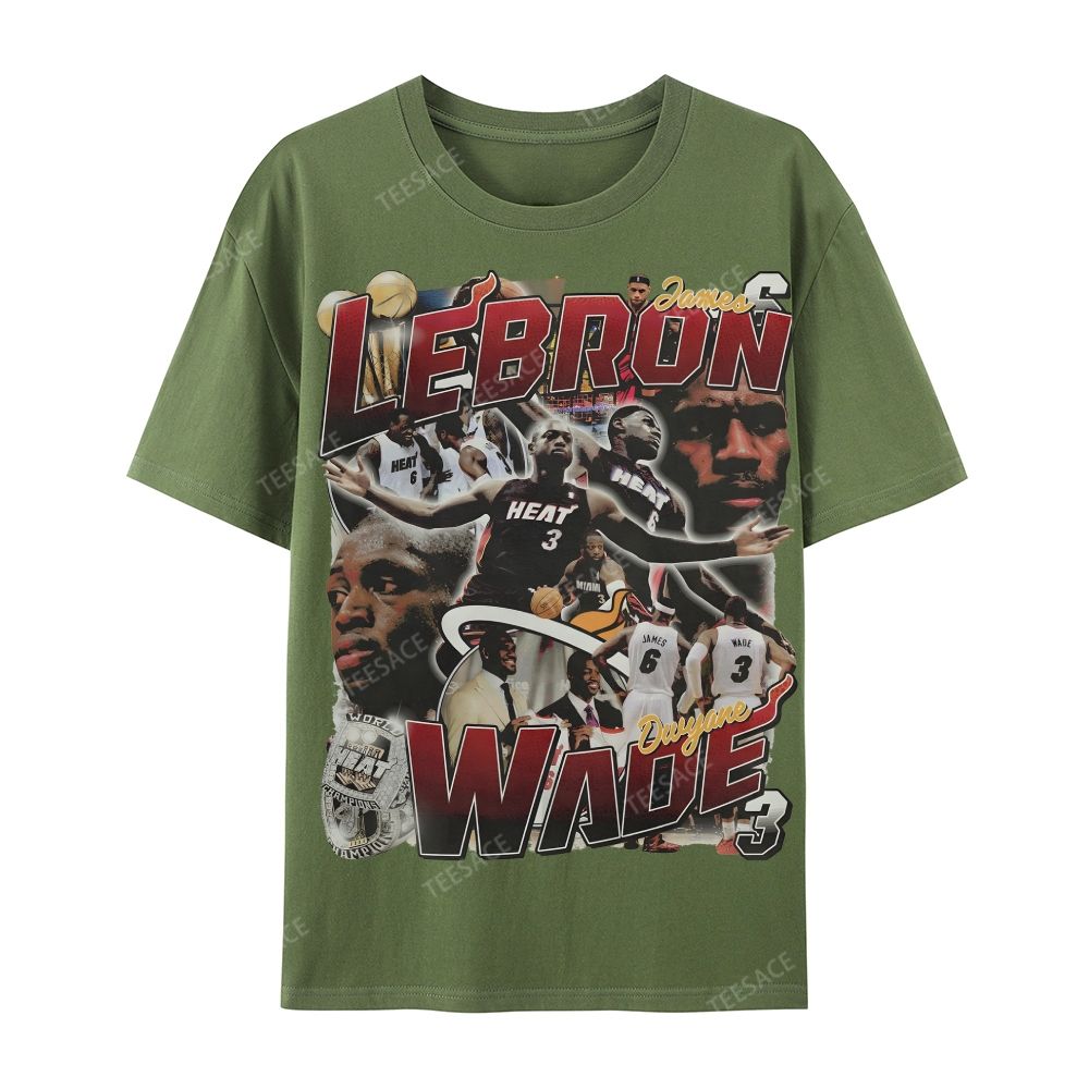 LeBron & Wade '12-13 Heat Classic Tee Casual Short Sleeve T-Shirt  