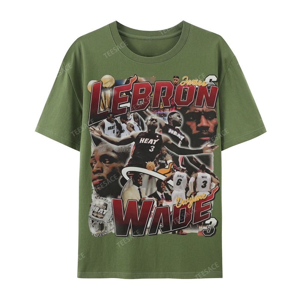 LeBron & Wade '12-13 Heat Classic Tee Casual Short Sleeve T-Shirt  