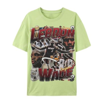 LeBron & Wade '12-13 Heat Classic Tee Casual Short Sleeve T-Shirt  