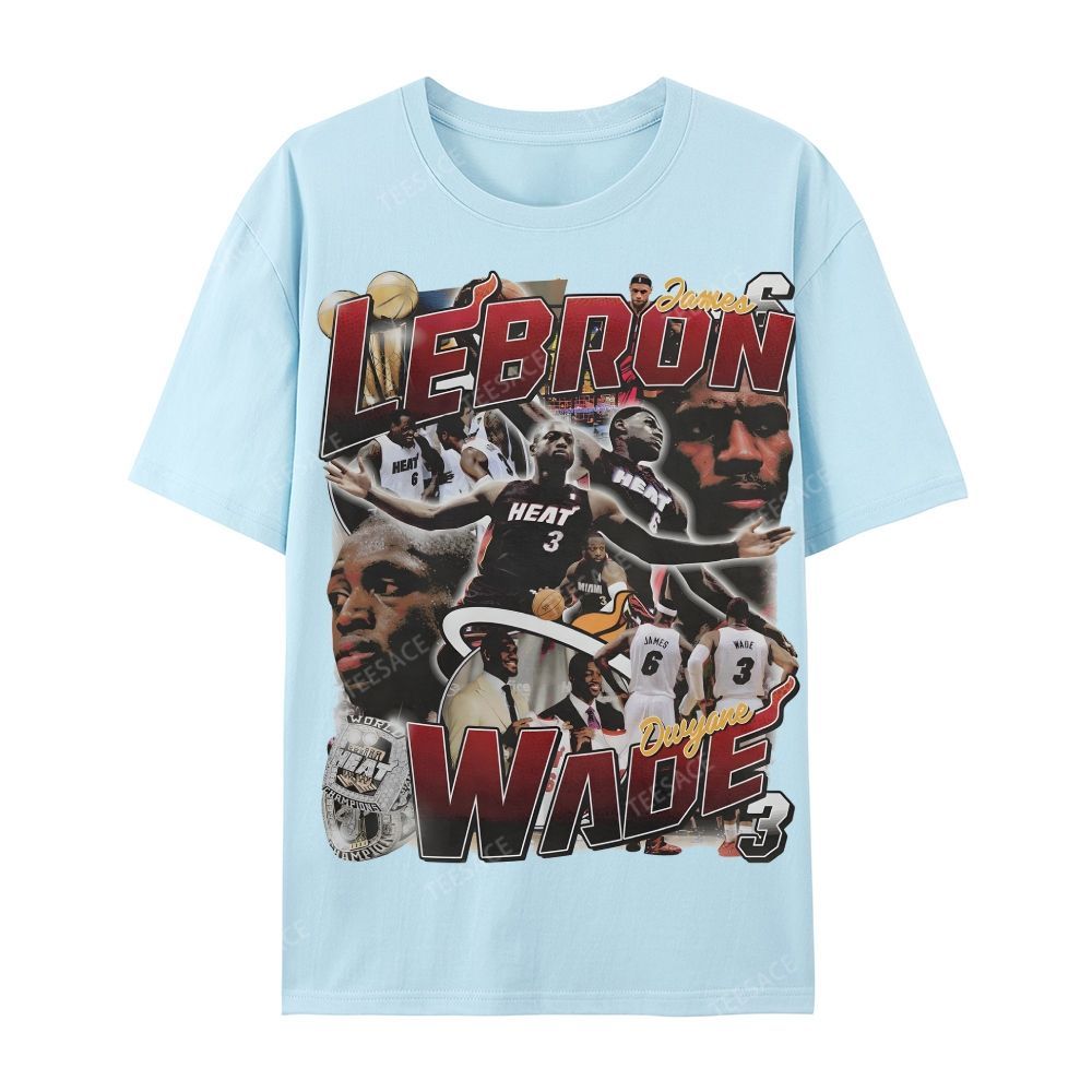 LeBron & Wade '12-13 Heat Classic Tee Casual Short Sleeve T-Shirt  