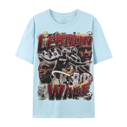 LeBron & Wade '12-13 Heat Classic Tee Casual Short Sleeve T-Shirt  
