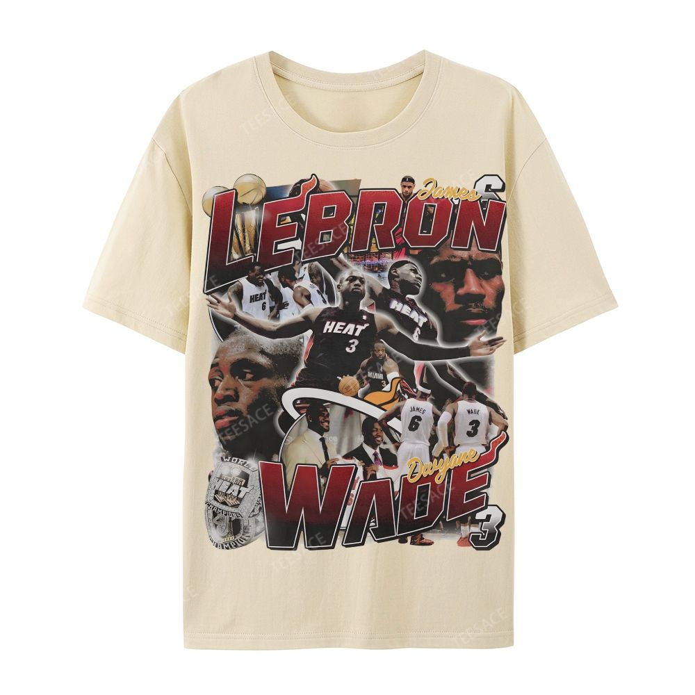 LeBron & Wade '12-13 Heat Classic Tee Casual Short Sleeve T-Shirt  