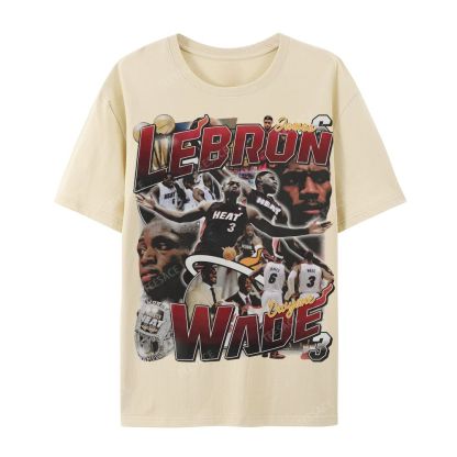 LeBron & Wade '12-13 Heat Classic Tee Casual Short Sleeve T-Shirt  