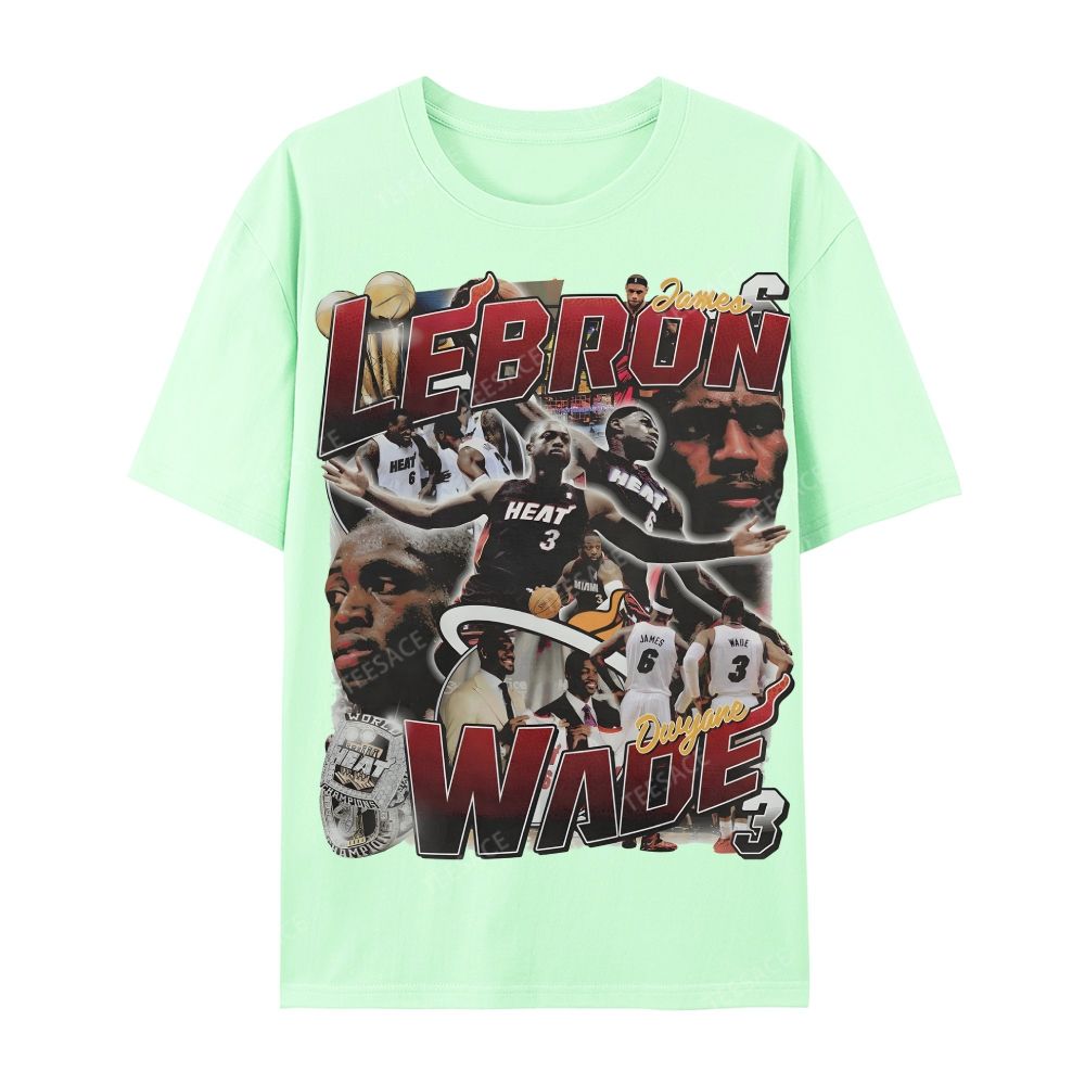 LeBron & Wade '12-13 Heat Classic Tee Casual Short Sleeve T-Shirt  