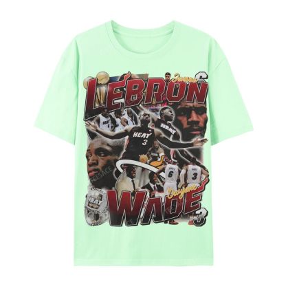 LeBron & Wade '12-13 Heat Classic Tee Casual Short Sleeve T-Shirt  