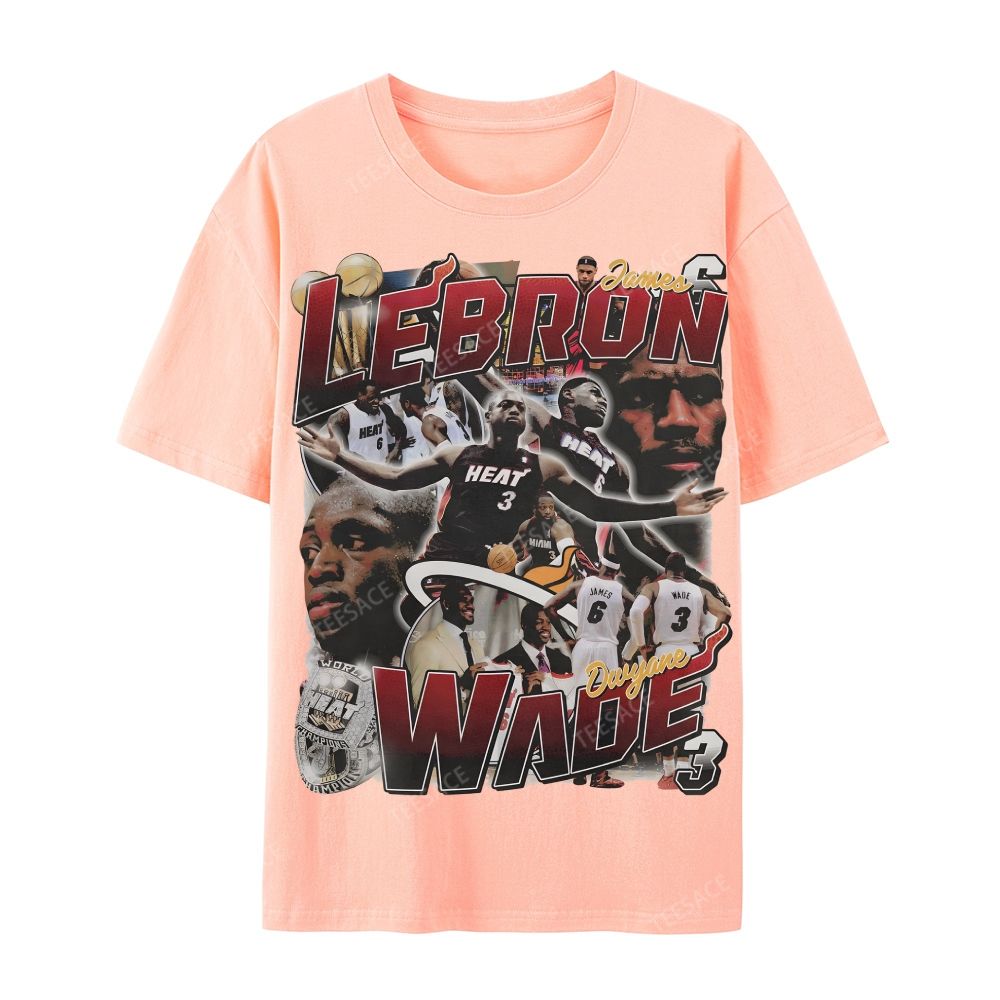 LeBron & Wade '12-13 Heat Classic Tee Casual Short Sleeve T-Shirt  